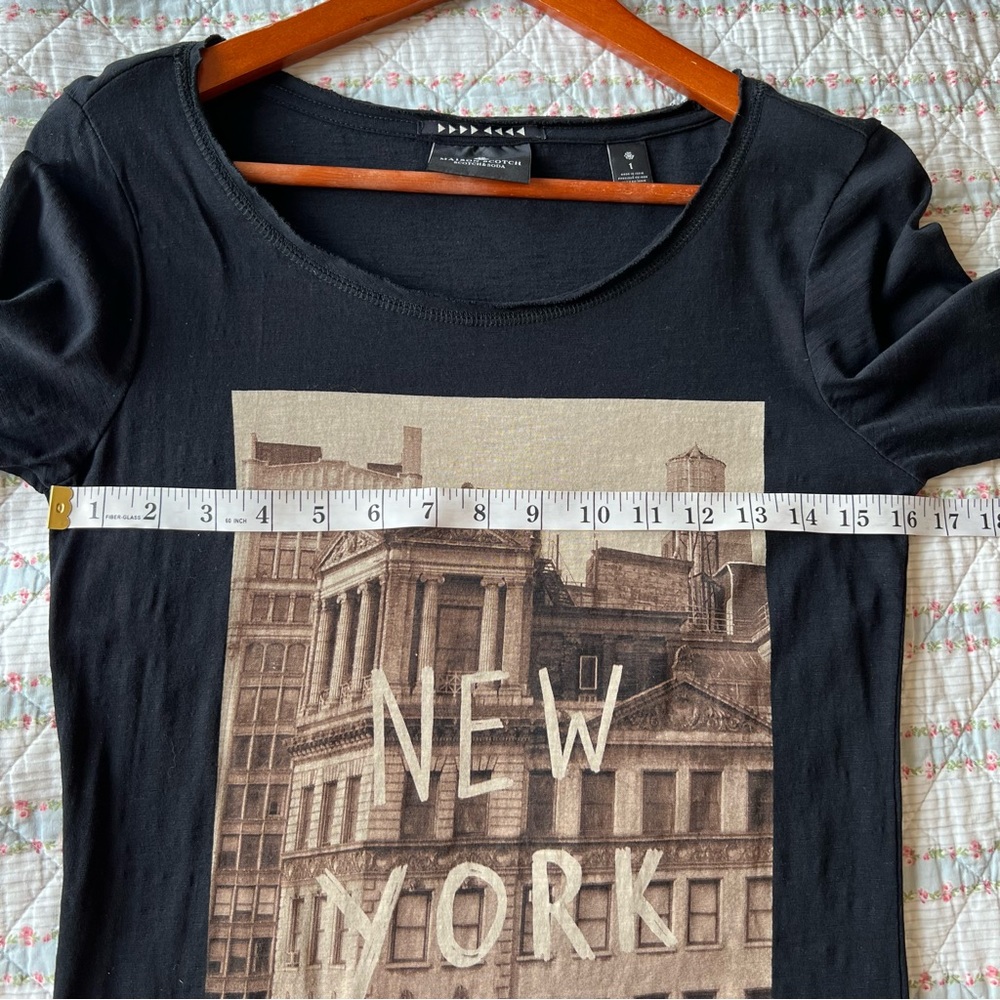 Maison Scotch Scotch & Soda Black Graphic New York Print Long Sleeve Tee Size S - Picture 7 of 10